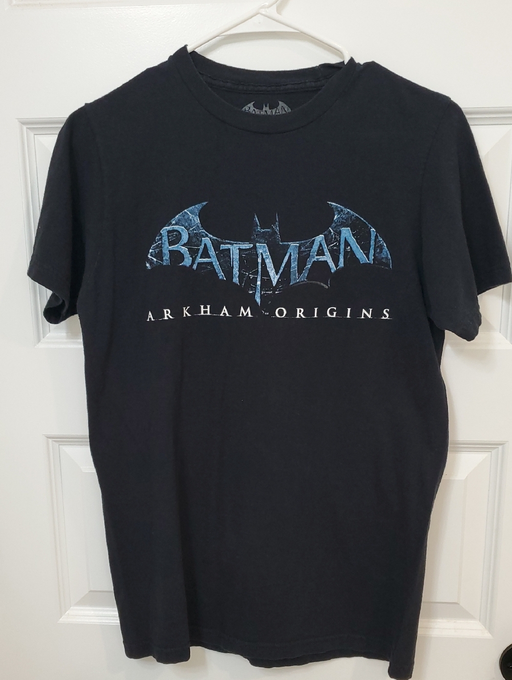 Batman Black Tee with Blue Distressed Logo